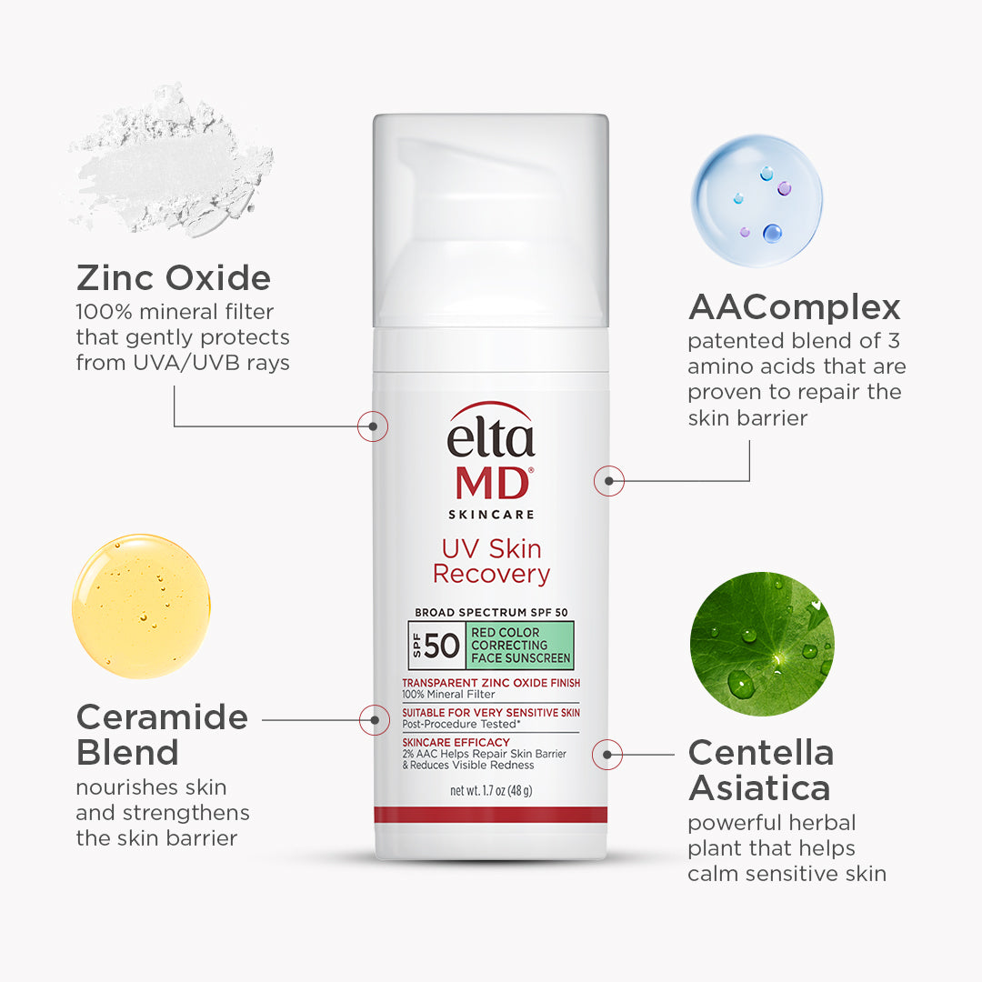 EltaMD UV Skin Recovery Red Color Correcting Green Tint Broad Spectrum SPF 50